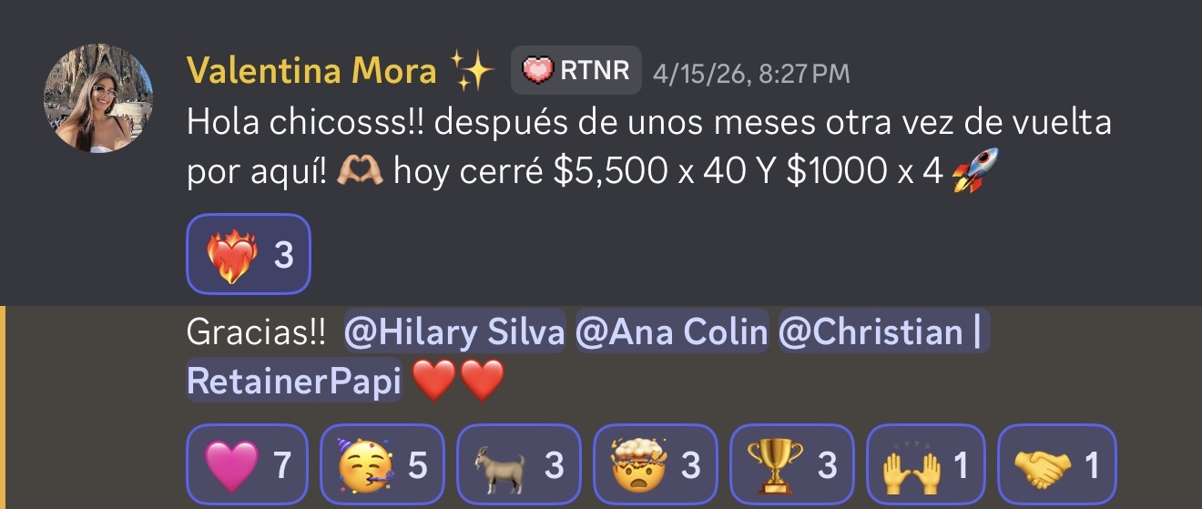 Valentina vuelve después de unos meses y cierra dos el mismo día.